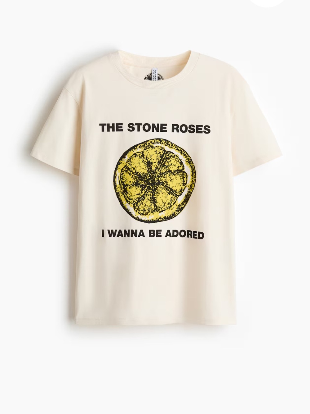 H&M Cream Tee with Yellow Lemon Graphic - The Stone Roses Print